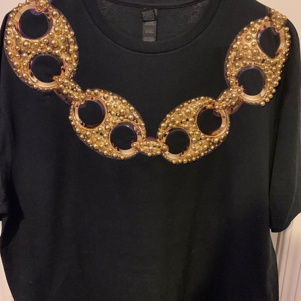 Brand New w/Gold Studded puffed mariner anchor link chain Size XL